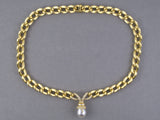45648 - Dunay Gold Diamond South Sea Pearl Sabi Finish Oval Link Drop Necklace