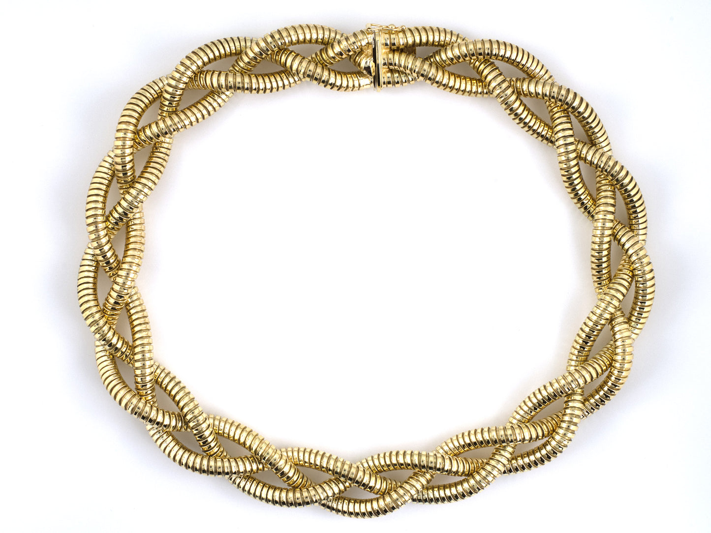 45652 - Circa 1970s Italy Gold Hollow Coil Twisted Rope Necklace