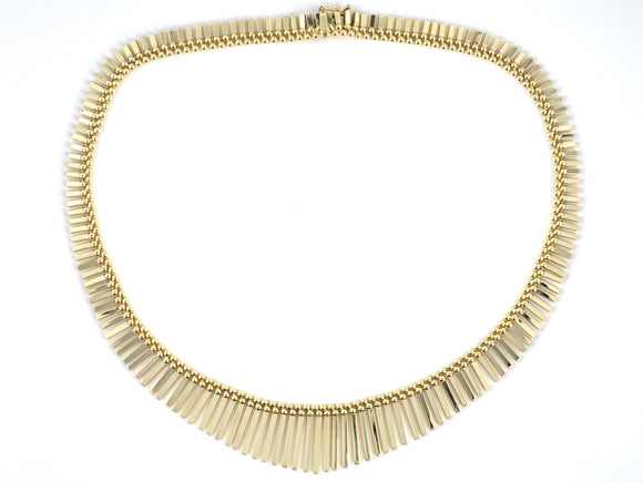 45653 - Circa 1950s Uno A Erre Italy Gold Festoon Bib Necklace