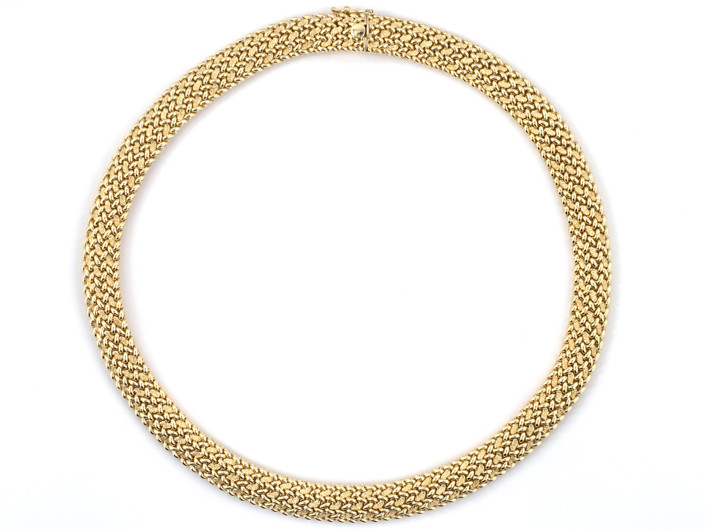 45655 - Circa 1960s Gold 3-Row High Polish "X" Wire Nugget Link Necklace