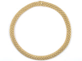 45655 - Circa 1960s Gold 3-Row High Polish "X" Wire Nugget Link Necklace