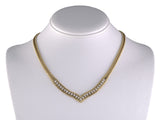 45657 - Italy Gold Diamond Wheat Design w/ Beaded Edge 'V' Necklace