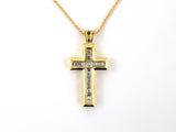 45658 - Gold Diamond Channel Set Religious Cross Pendant Necklace