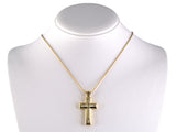 45658 - Gold Diamond Channel Set Religious Cross Pendant Necklace