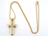 45658 - Gold Diamond Channel Set Religious Cross Pendant Necklace