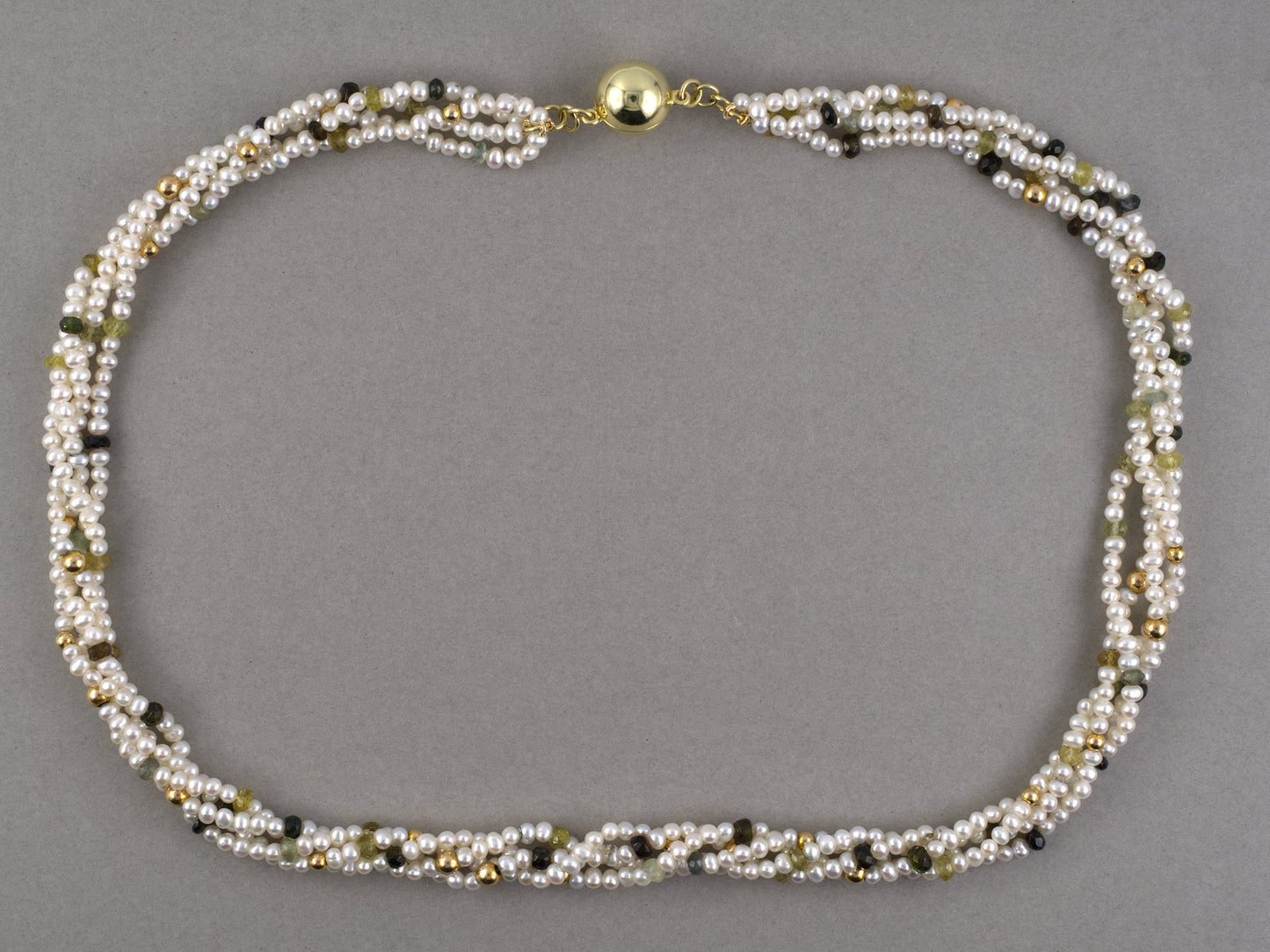 45666 - Circa 1994 Judith Ripka Gold Diamond Tourmaline Removable Pendant w/ Pearl Necklace