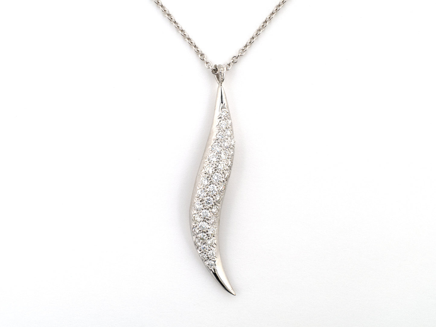 45668 - Gold Diamond Pave Italian Horn Pendant