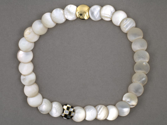 45679 - Circa 1980s Tiffany & Angela Cummings Gold Black Jade Mother Of Pearl Lentil Necklace