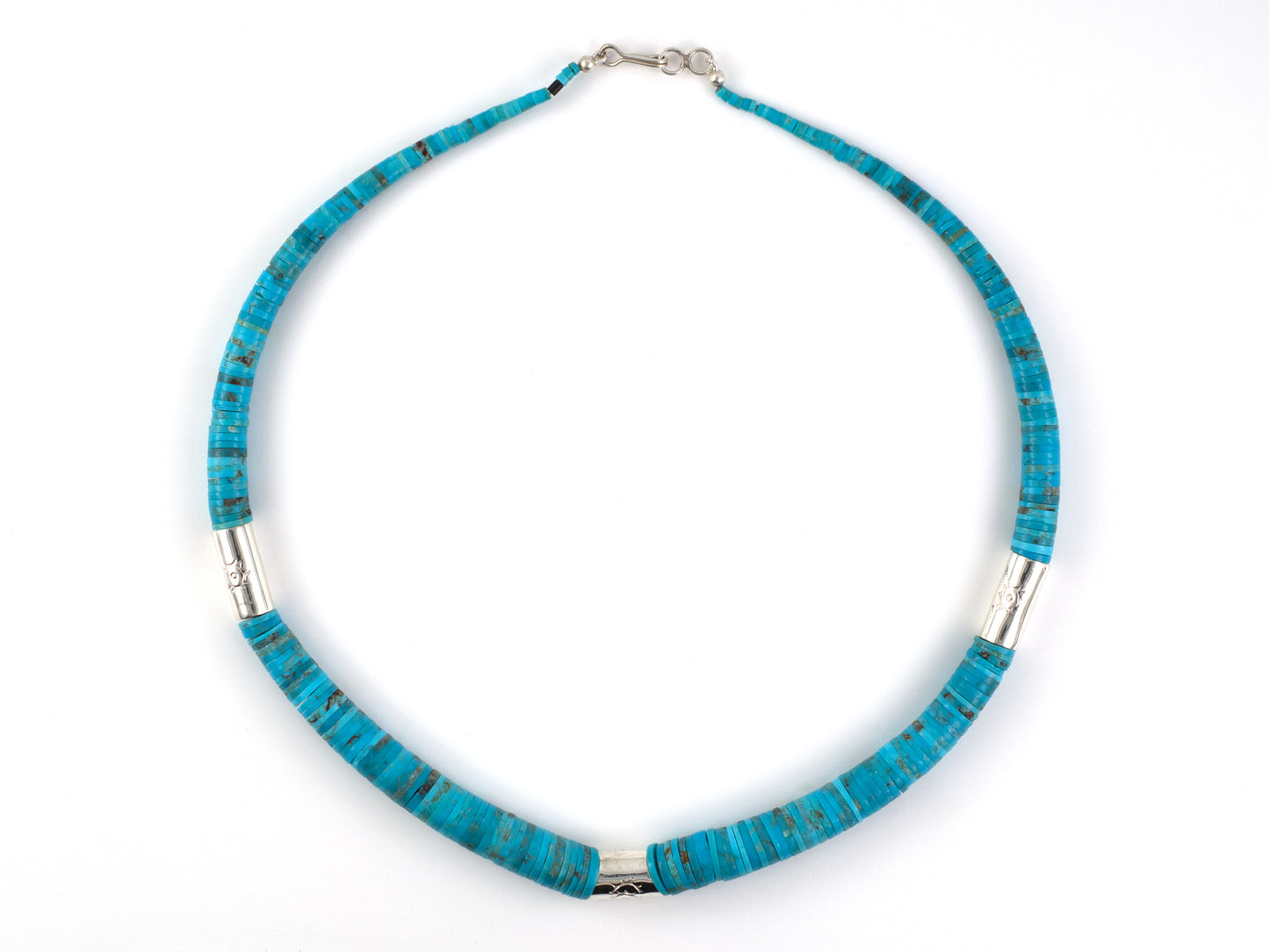 45680 - Sterling Silver Turquoise Necklace w/ Removable Coral Onyx Bone Mosaic Feather Pendant