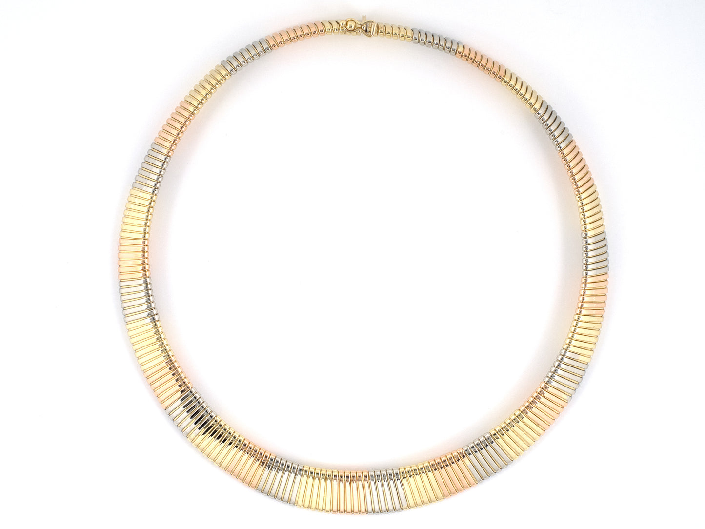 45681 - Gold Tri-Color Tapered Gooseneck Necklace