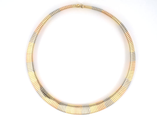 45681 - Gold Tri-Color Tapered Gooseneck Necklace