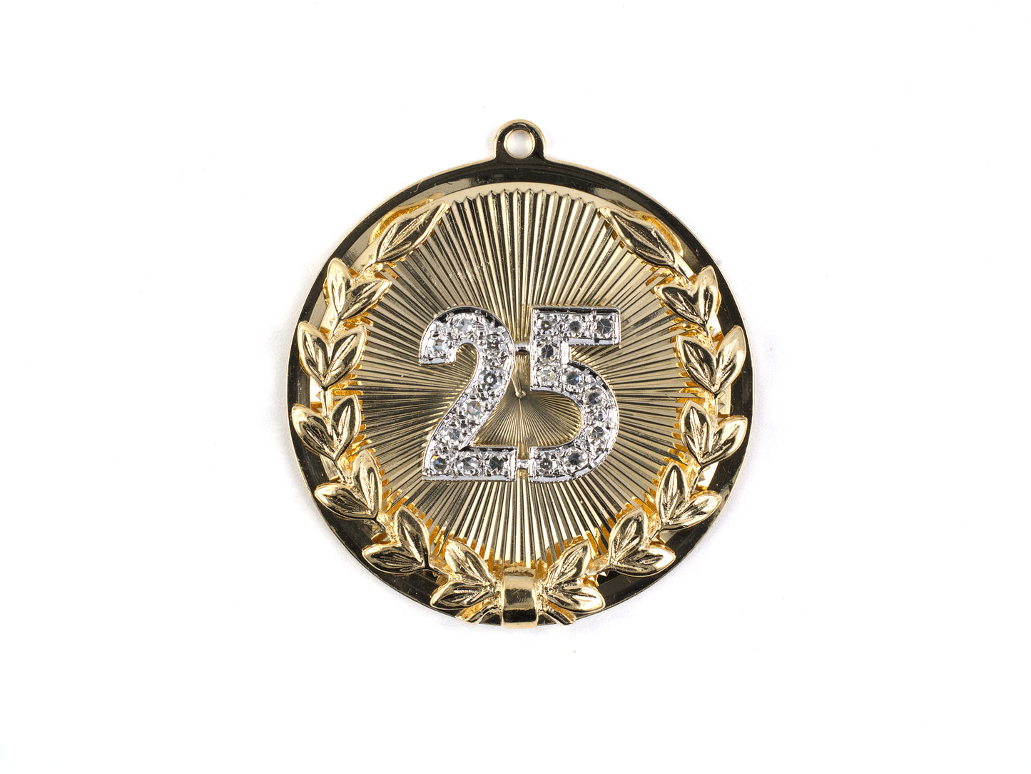 45684 - Gold Diamond "25" Floral Leaf Wreath Border Charm