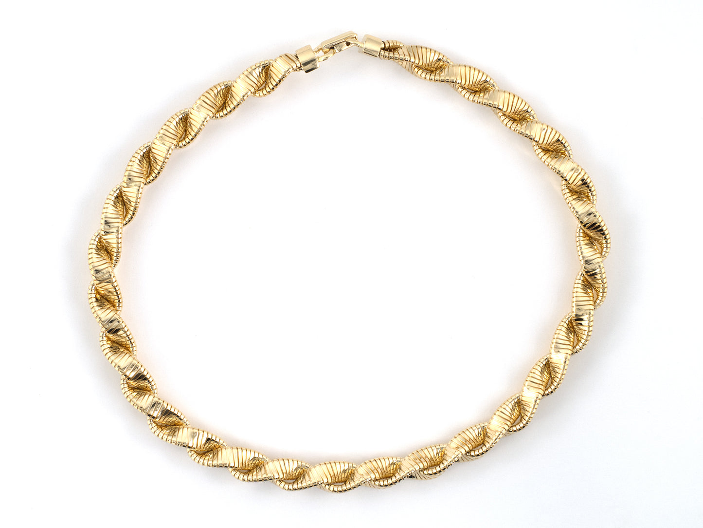 45689 - Circa 1950s Cartier Gold Twisted Gooseneck Choker Necklace