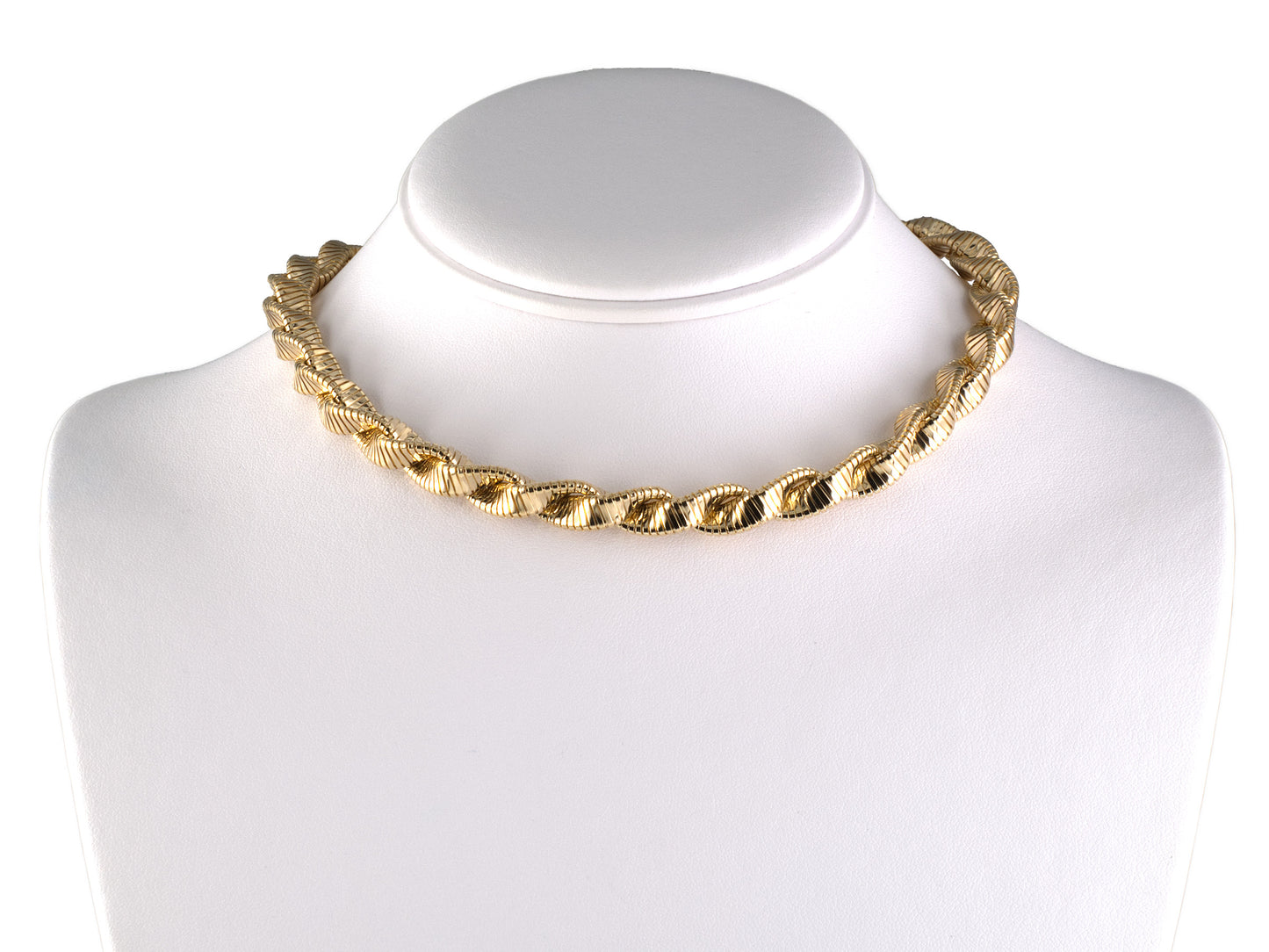 45689 - Circa 1950s Cartier Gold Twisted Gooseneck Choker Necklace