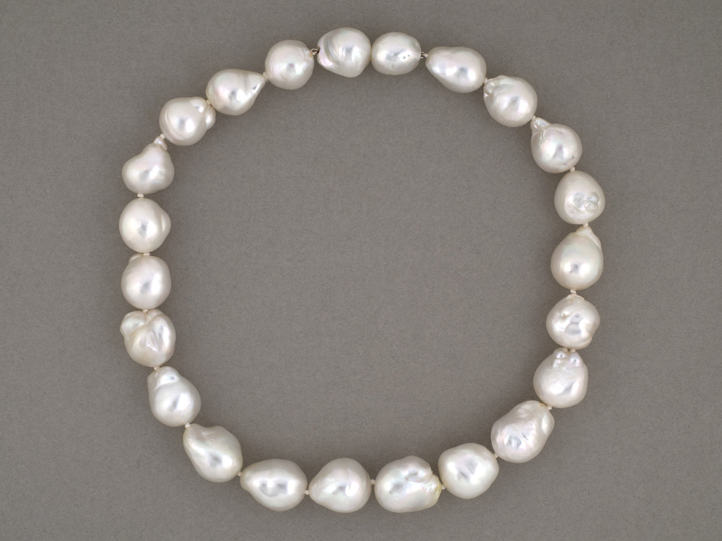 45691 - Graduated Silver White Baroque South Sea Pearl Necklace