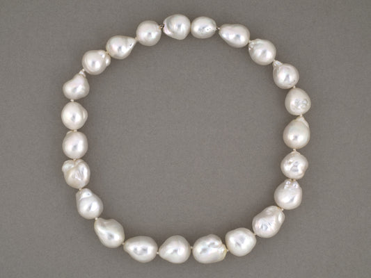 45691 - Graduated Silver White Baroque South Sea Pearl Necklace