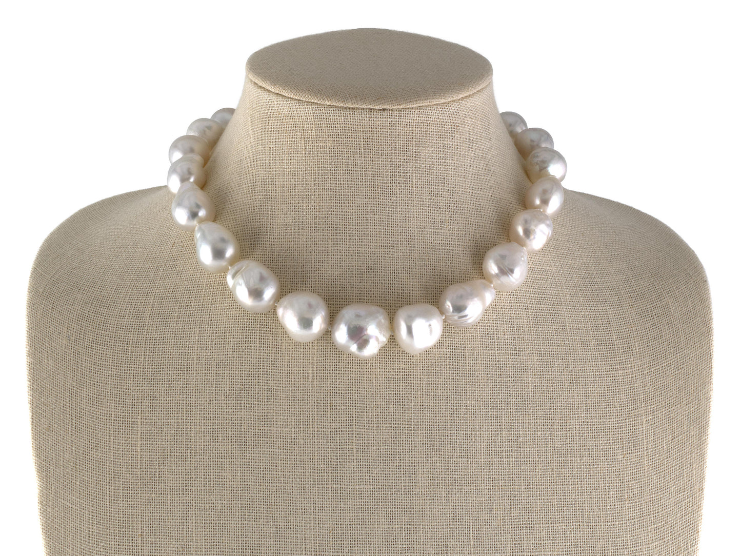 45691 - Graduated Silver White Baroque South Sea Pearl Necklace