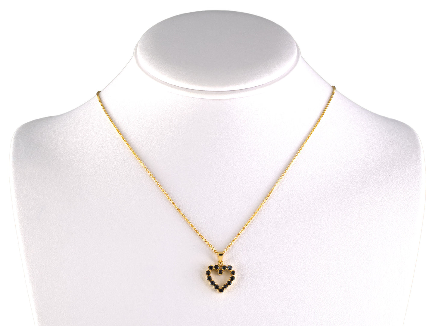 45708 - Gold Sapphire Open Heart Pendant Necklace