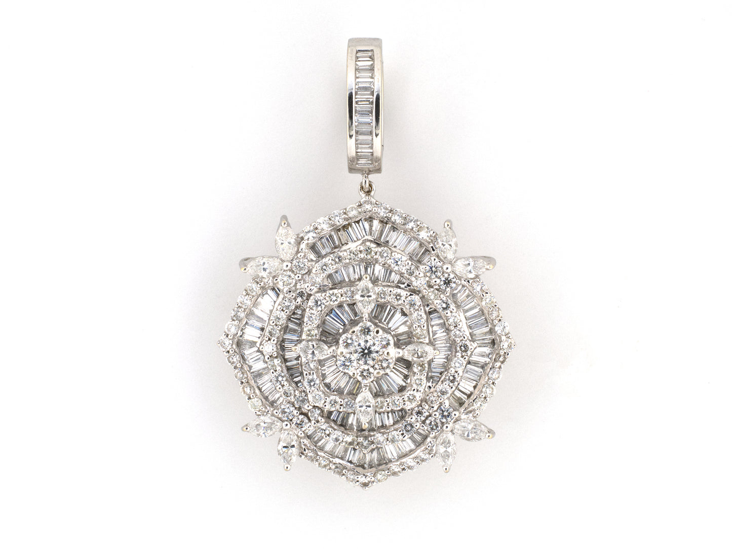45720 - Gold Diamond Tiered Pearl Enhancer Pendant Necklace