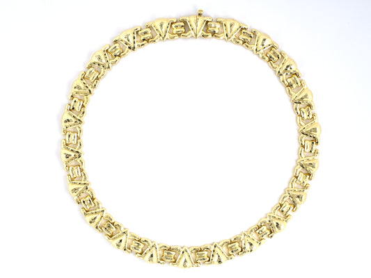 45727 - Dunay Gold Faceted Hammered Triangular Link Choker Necklace