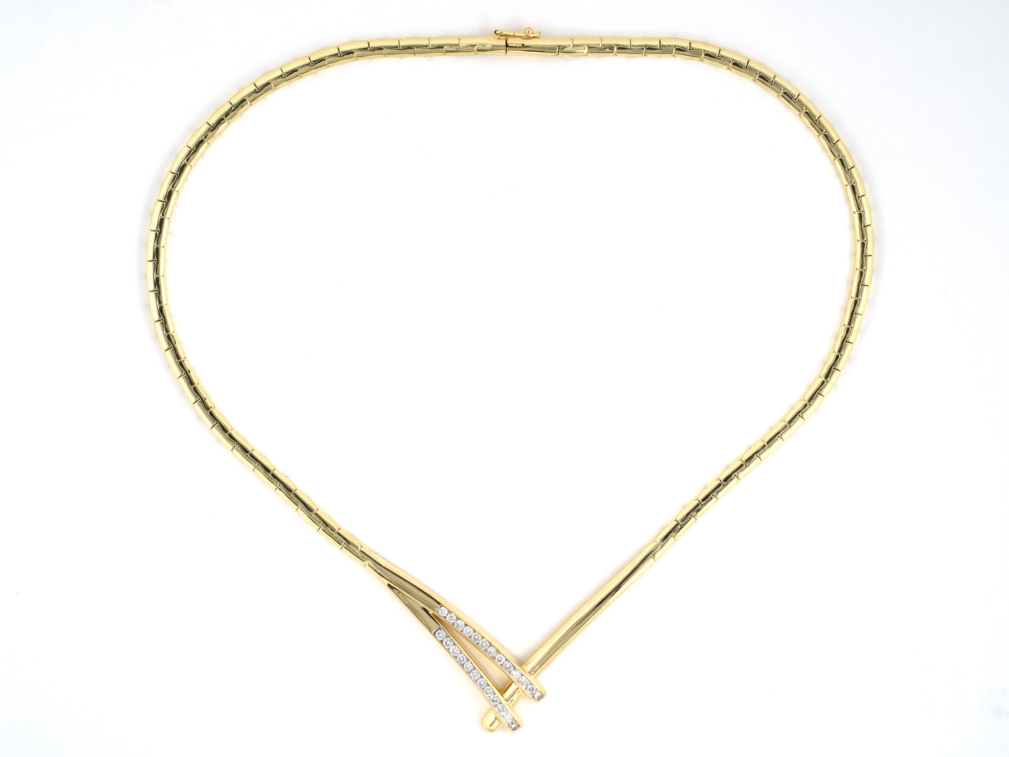 45732 - Gold Diamond By Pass Design Necklace