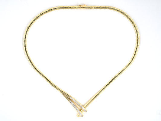 45732 - Gold Diamond By Pass Design Necklace