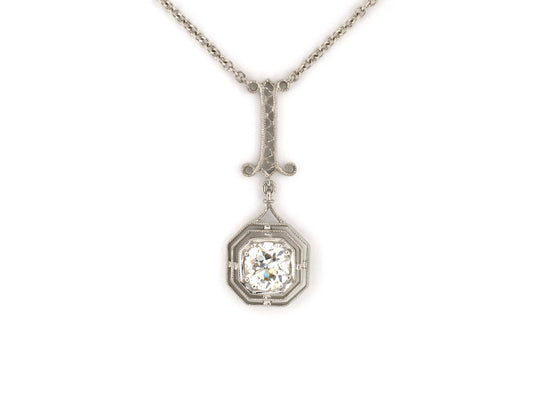 45737 - Platinum Diamond Tiered Octagonal Merry Widow Pendant Necklace