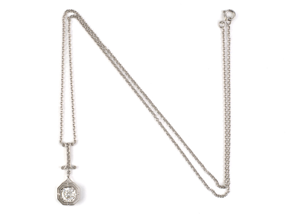45737 - Platinum Diamond Tiered Octagonal Merry Widow Pendant Necklace