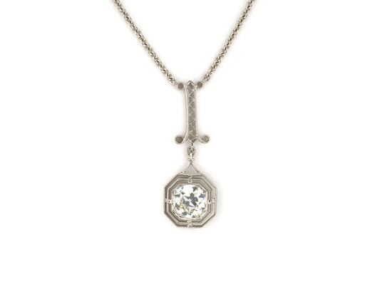 45738 - Platinum Diamond Tiered Octagonal Merry Widow Pendant Necklace