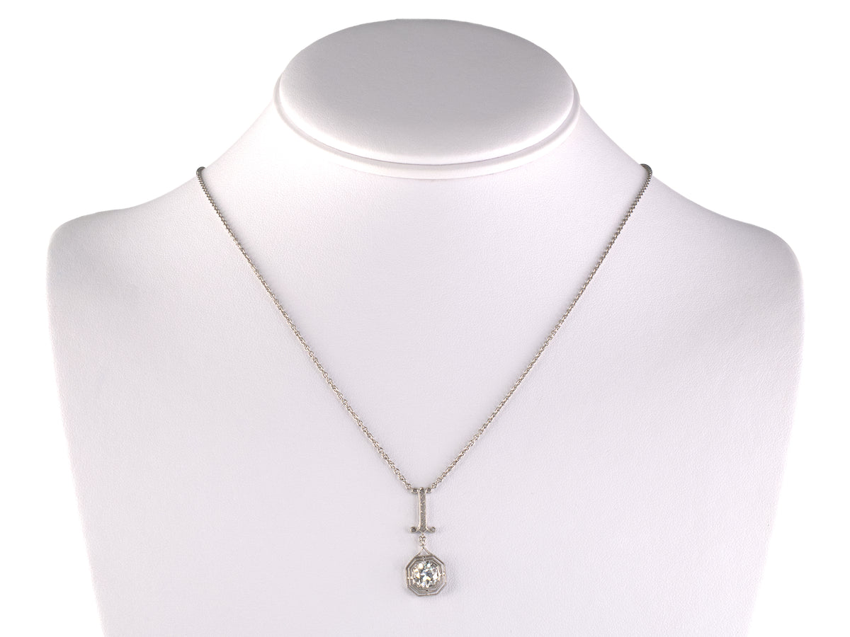 45738 - Platinum Diamond Tiered Octagonal Merry Widow Pendant Necklace