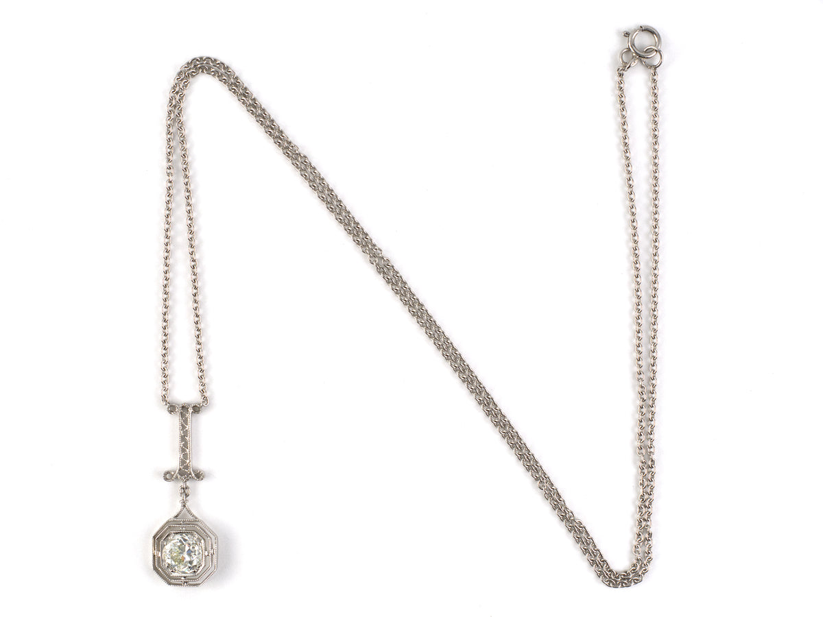 45739 - Platinum Diamond Tiered Octagonal Merry Widow Pendant Necklace