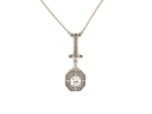 45740 - Platinum Diamond Tiered Octagonal Merry Widow Pendant