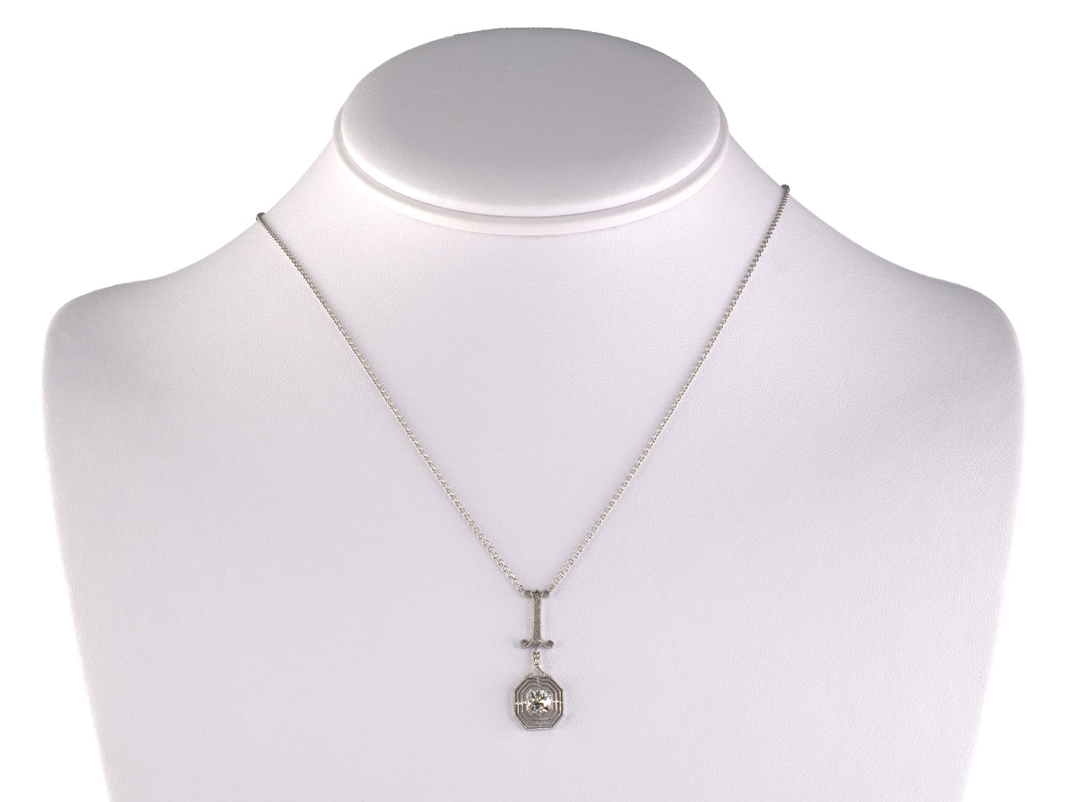 45740 - Platinum Diamond Tiered Octagonal Merry Widow Pendant