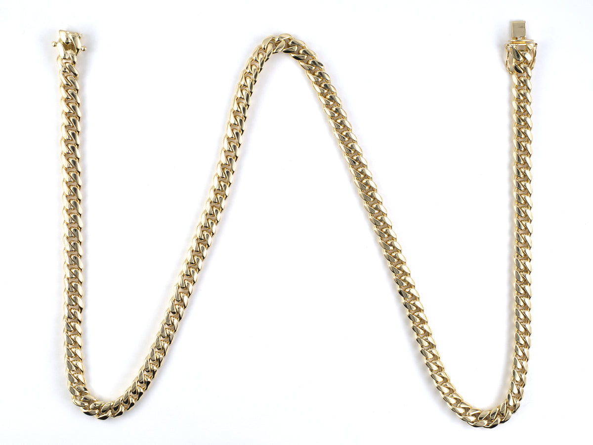 45746 - Gold Cuban Round Curb Link Chain Necklace