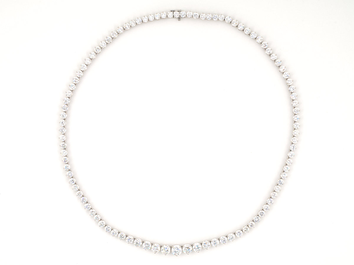 45750 - Platinum Gia Diamond 3-Prong Riviere Necklace