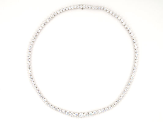 45750 - Platinum Gia Diamond 3-Prong Riviere Necklace