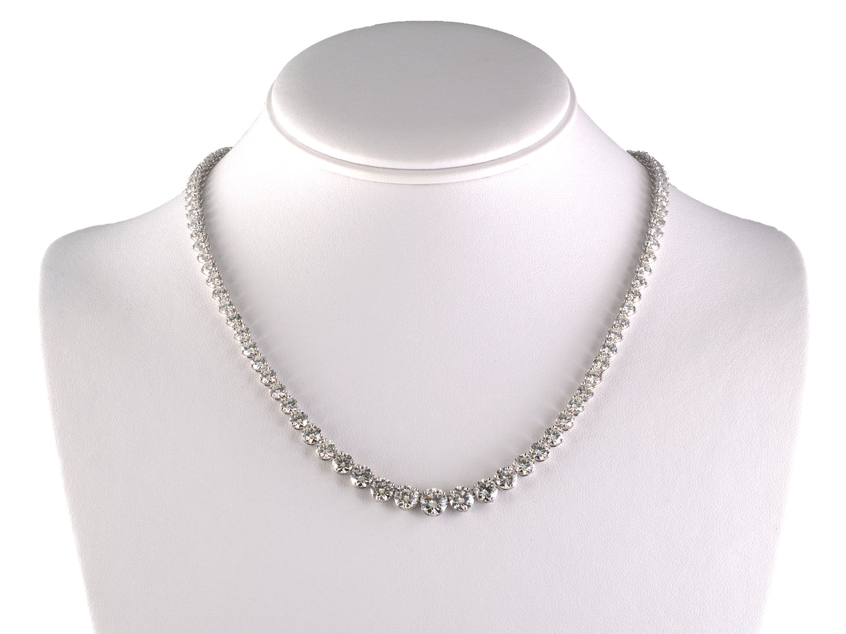 45750 - Platinum Gia Diamond 3-Prong Riviere Necklace
