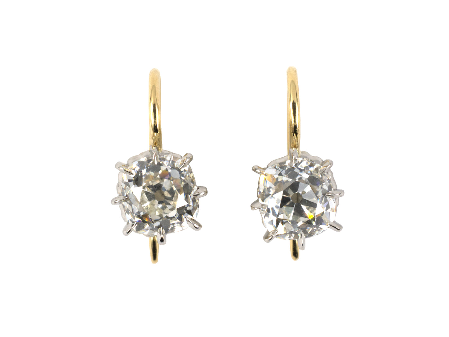 50422 - SOLD - Platinum Gold GIA Diamond Filigree Basket Stud Earrings