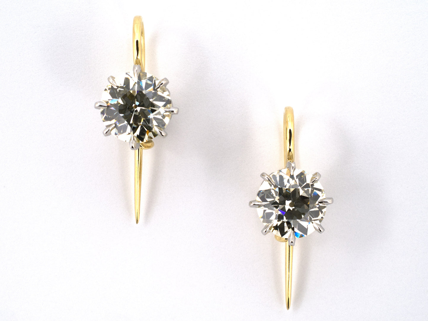 51798 - Platinum On Gold Filigree Basket 8-Prong Earrings