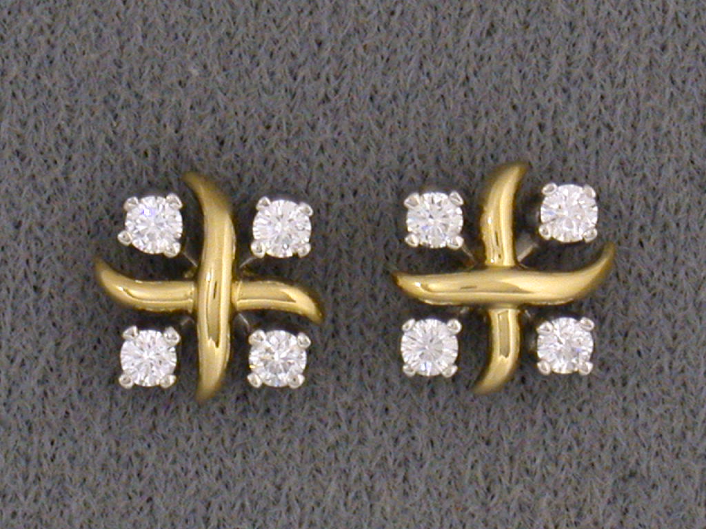 52781 - SOLD - Schlumberger Tiffany Platinum Gold Diamond LYNN Earrings