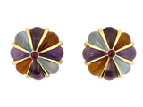52872 - Vacheron & Constantin Gold Ruby Amethyst Citrine Aqua Cluster Earrings