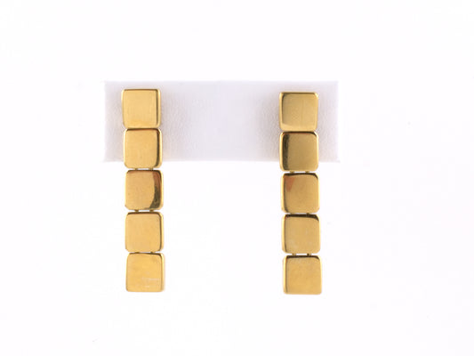 53074 - SOLD - Circa 2002 Tiffany Gold Square Drop Dangle Earrings  SOLD ***MATCHING BRACELET #72652  &  NECKLACE #43205*** SOLD