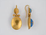 53105 - Victorian Etruscan Revival Gold Diamond Enamel Drop Earrings