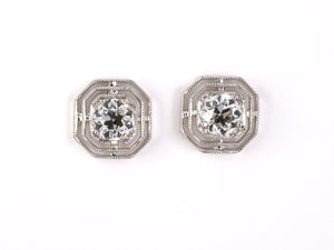 53509 - SOLD - Platinum Diamond Tiered Stud Earrings