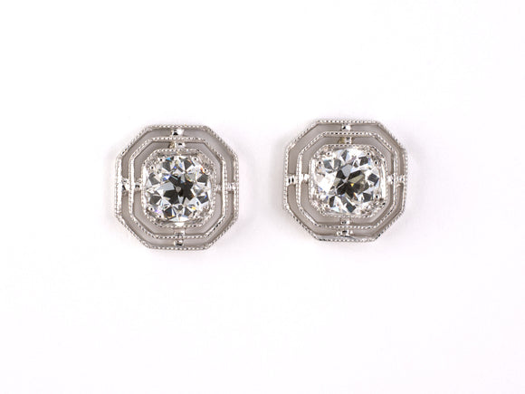 53509 - SOLD - Platinum Diamond Tiered Stud Earrings