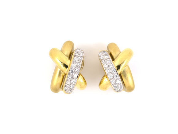 53682 - SOLD - Marlene Stowe X Gold Diamond Cross Earrings