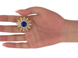 53756 - Circa 1980 Gold Lapis Diamond Sun Earrings