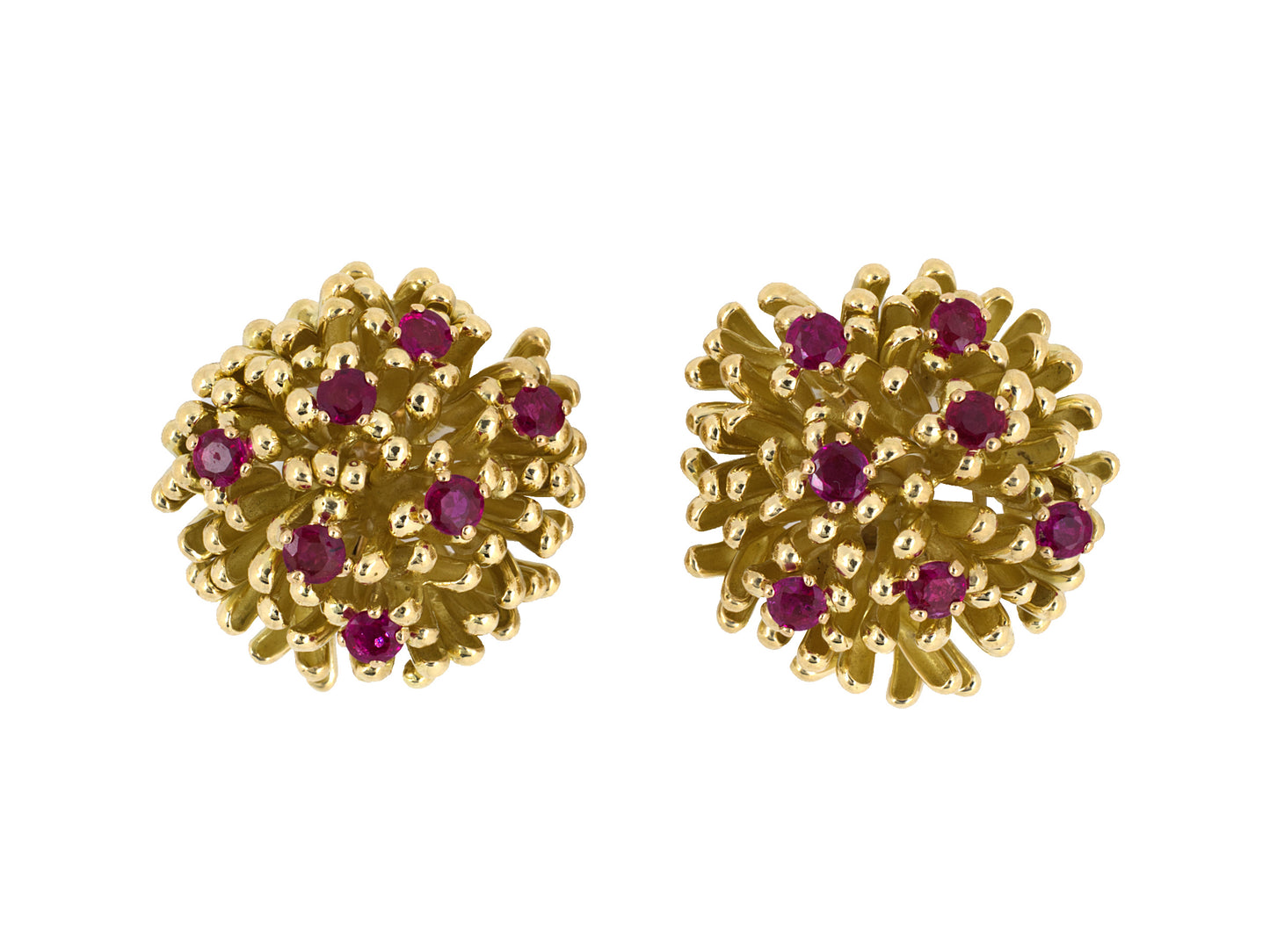 53874 - Circa 1965 Cartier French Gold Ruby Earrings