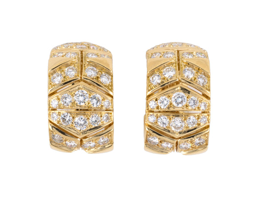 53886 - Cartier Rivoli Gold Diamond Hoop Earrings