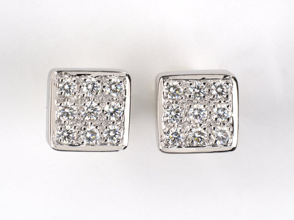 53907 - SOLD - Gold Diamond Square Shape Stud Earrings